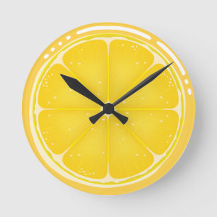 Horloge Ronde Agrumes TROPICALES FRUITS D'ÉTÉ Citrons d'orange
