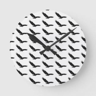 Horloge Ronde Aigle d'atterrissage noir et blanc