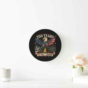 Horloge Ronde Aigle de Noël patriotique 250e anniversaire des Ét