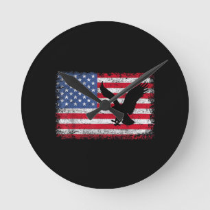 Horloge Ronde Aigle du drapeau américain USA