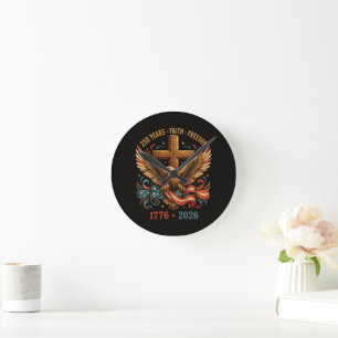 Horloge Ronde Aigle patriotique de 250 ans de foi et de liberté