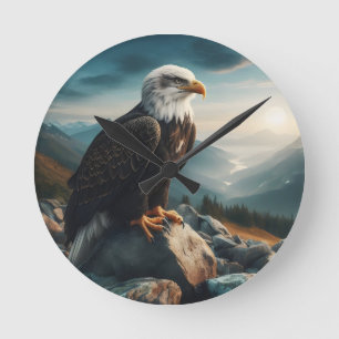 Horloge Ronde Aigle perché sur le terrain rocheux