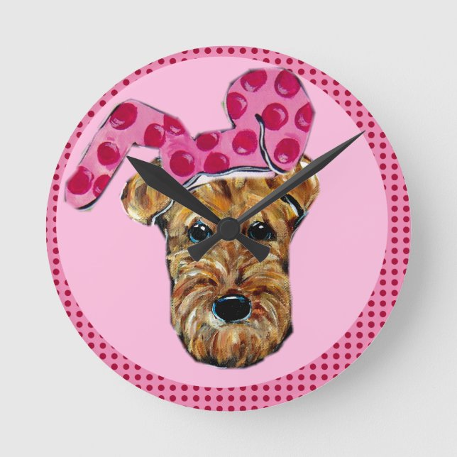 HORLOGE RONDE AIRDALE TERRIER (Recto)