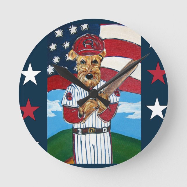 HORLOGE RONDE AIREDALE TERRIER (Recto)