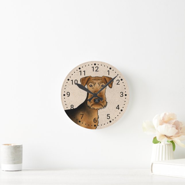 Horloge Ronde Airedale Terrier Bingley Terrier Chien Tête En Bei (Maison)
