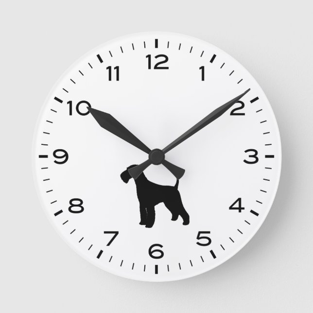 Horloge Ronde Airedale Terrier Chien Silhouette (Recto)