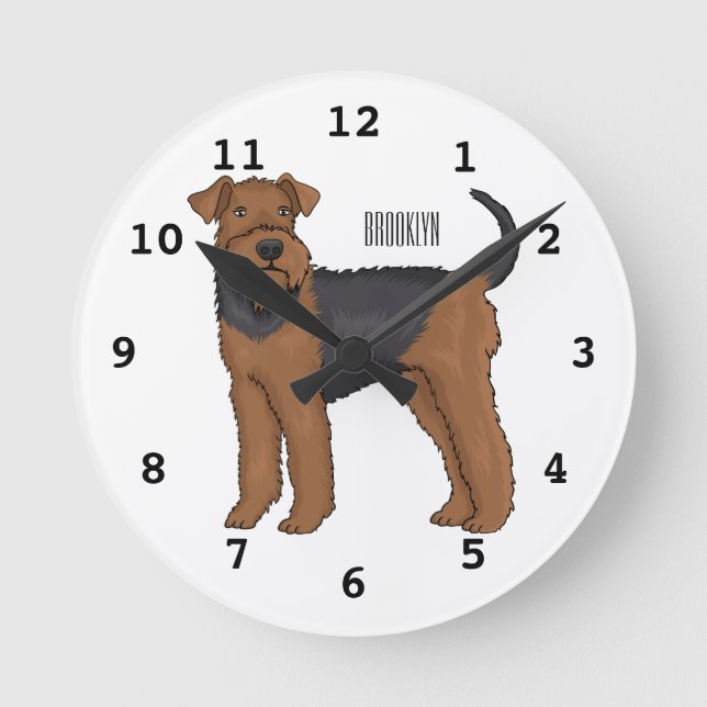 Horloge Ronde Airedale terrier dog cartoon (Recto)