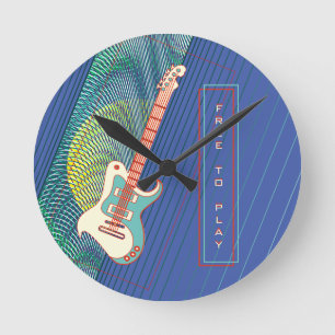 Horloge Ronde Ajouter le nom Cool Modern Turquoise & Blue Electr