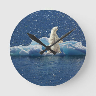 Horloge Ronde Ajouter SLOGAN pour sauver les ours polaires Planè