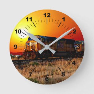 Horloge Ronde Ajouter un nom ou un texte - Train de locomotives