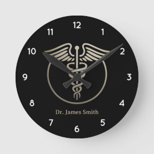 Horloge Ronde Ajouter Votre Nom Symbole Médicale Docteur Personn