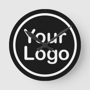 Horloge Ronde Ajoutez votre propre logo Fond noir