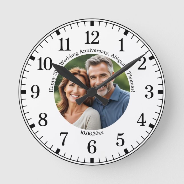 Horloge Ronde Ajoutez votre propre photo de couple 20e anniversa (Recto)