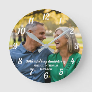 Horloge Ronde Ajoutez votre propre photo de couple 30e anniversa