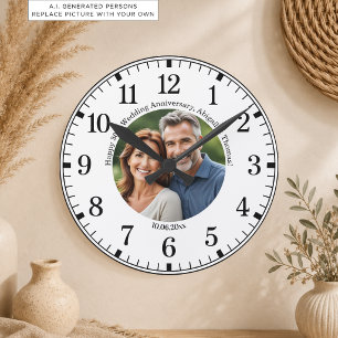 Horloge Ronde Ajoutez votre propre photo de couple 30e anniversa
