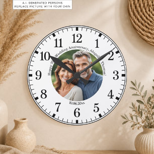 Horloge Ronde Ajoutez votre propre photo de couple 35e anniversa