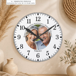 Horloge Ronde Ajoutez votre propre photo de couple 55e anniversa