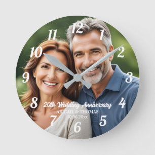 Horloge Ronde Ajoutez votre propre photo de couple pour le 20e a