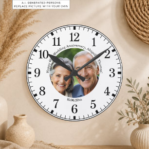 Horloge Ronde Ajoutez votre propre photo de couple pour le 65e a