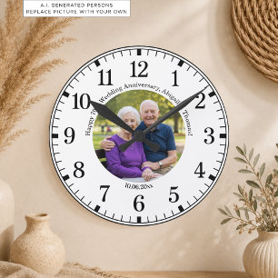 Horloge Ronde Ajoutez votre propre photo de couple pour le 70e a