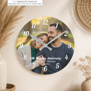 Horloge Ronde Ajoutez votre propre photo de couple pour vos 10 a