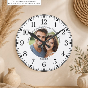 Horloge Ronde Ajoutez votre propre photo de couple pour vos 10 a