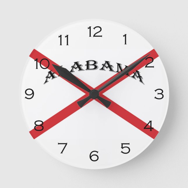 Horloge Ronde Alabama and Flag Black Numbers wccn (Recto)