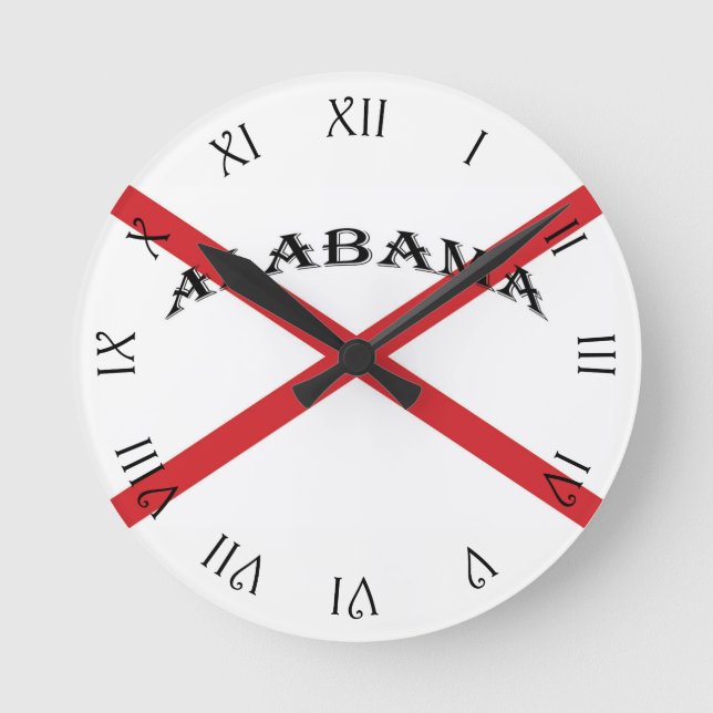 Horloge Ronde Alabama et drapeau noir Script romain Numéros wccn (Recto)