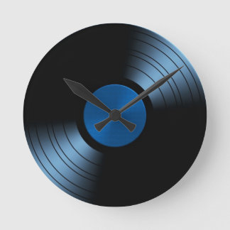 Horloge Ronde Album rétro vinyle en bleu