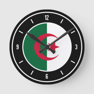 Horloge Ronde Algérie Drapeau élégant