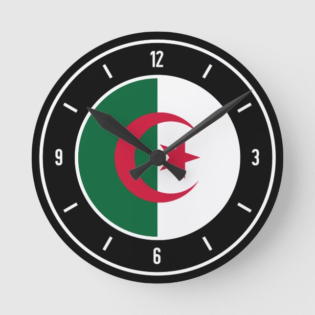Horloge Ronde Algérie Drapeau élégant (Recto)