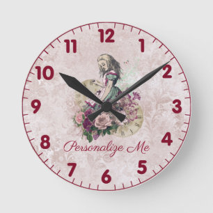 Horloge Ronde Alice à Wonderland Blush Floral