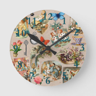 Horloge Ronde Alice à Wonderland Cheshire Cat Characters