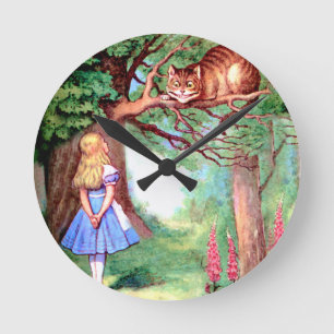 Horloge Ronde Alice and The Cheshire Cat in Wonderland