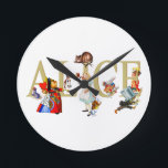 Horloge Ronde Alice and Wonderland and Friends<br><div class="desc">Alice and Wonderland and Friends,  including the Mad Hatter,  the Queen of Hearts,  the Caterpillar,  the White Rabbit,  the Duchess and the Cardmen.</div>