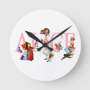 Horloge Ronde Alice au pays des merveilles et amis