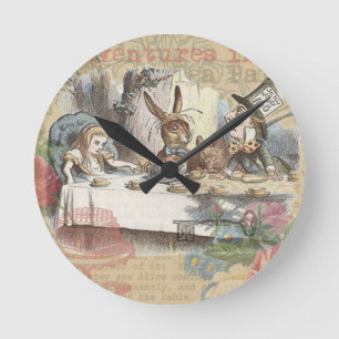 Horloge Ronde Alice au pays des merveilles Mad Tea Party Art