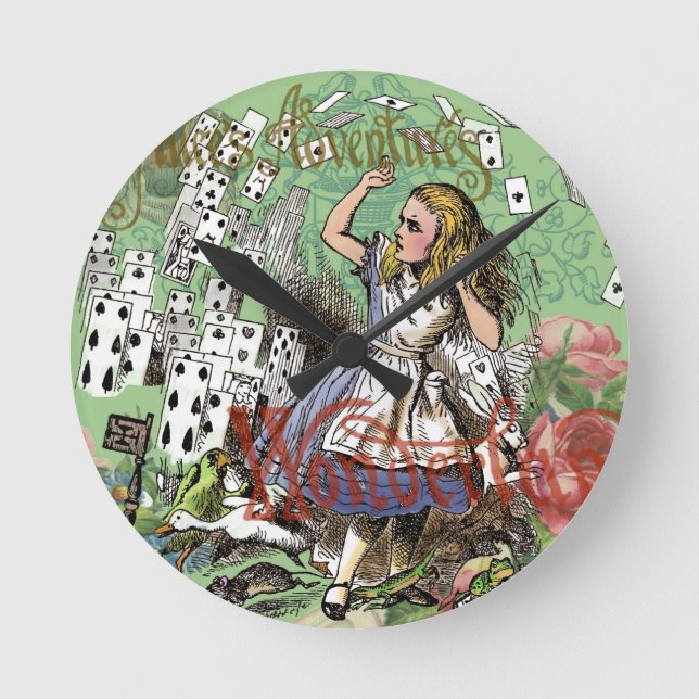 Horloge Ronde alice cartes pays des merveilles (Recto)