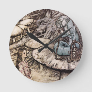 Horloge Ronde Alice dans l'horloge de Caterpillar du pays des