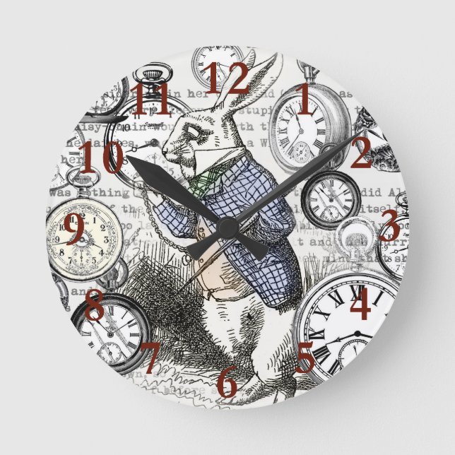Horloge Ronde Alice de lapin blanc au pays des merveilles (Recto)