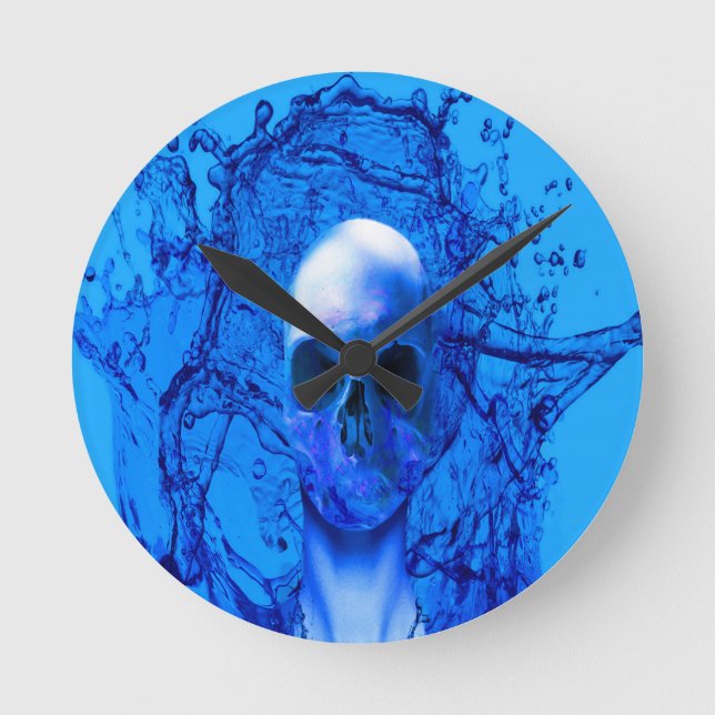 Horloge Ronde Alien blue skull (Recto)