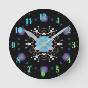 Horloge Ronde Alien Buddies