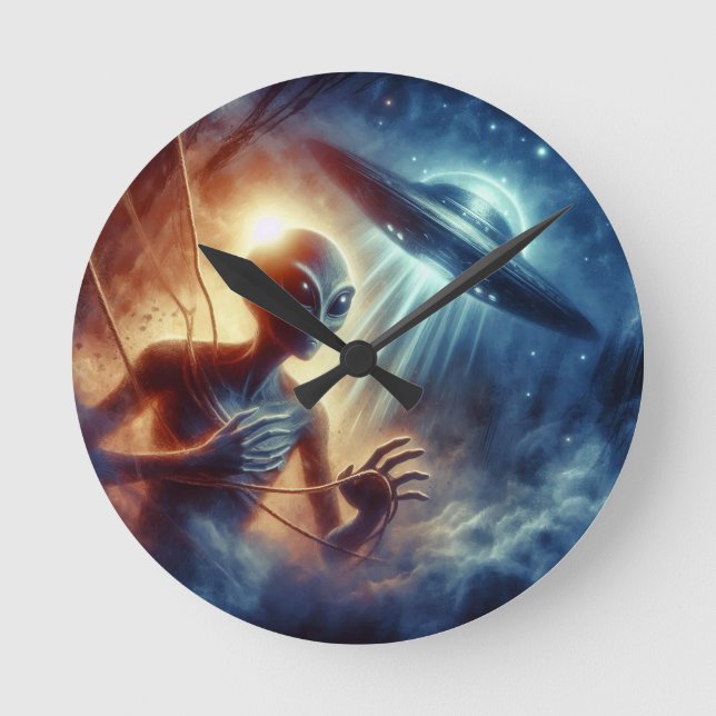 Horloge Ronde Alien de l'espace  (Recto)