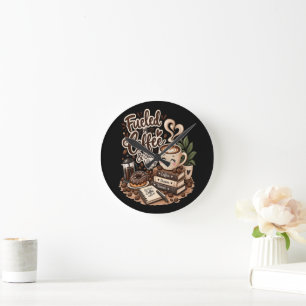 Horloge Ronde Alimenté par le Café & de Bonne Humeur – Amateur d