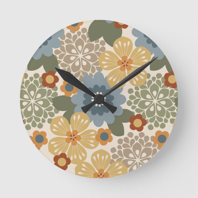 Horloge Ronde Allana Garden Floral Graphique Hawaiien - Or (Recto)