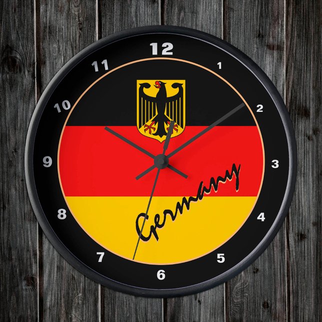 Horloge Ronde Allemagne Horloge, Design moderne, Drapeau alleman (Créateur téléchargé)