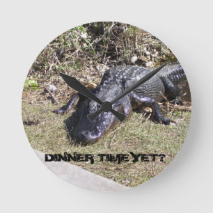 Horloge Ronde Alligator noir Demander l'heure du dîner