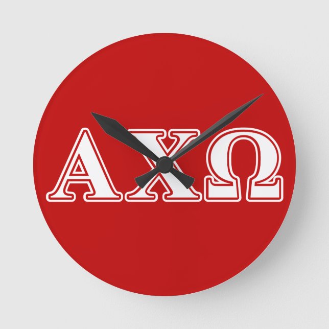 Horloge Ronde Alphi Chi Omega White and Red Letters (Recto)
