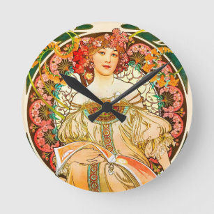 Horloge Ronde Alphonse Mucha Art Nouveau Daydream