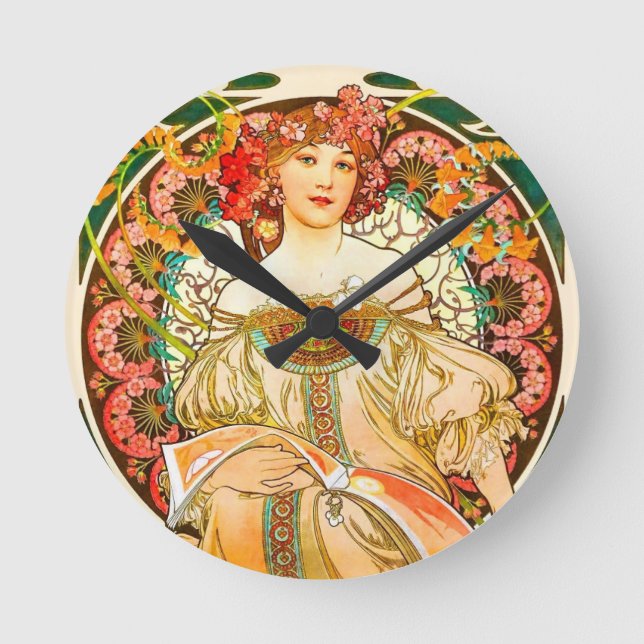 Horloge Ronde Alphonse Mucha Art Nouveau Daydream (Recto)